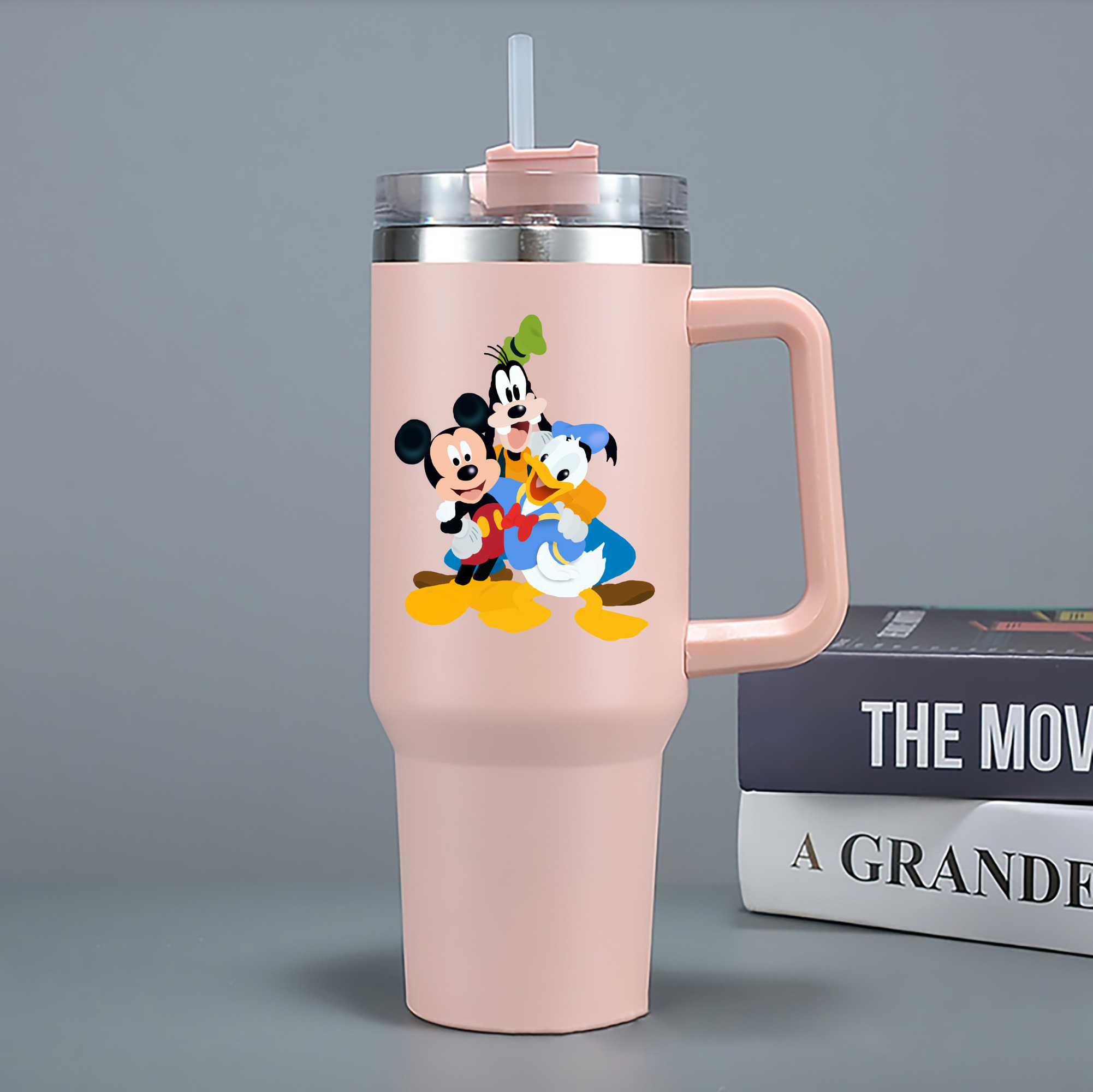 （画像用） ミッキーマウス Mickey Mouse 1200mL車用タンブラー - クリスタルステッカー（プラスチックストロー付き）